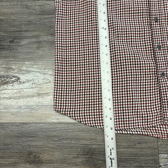 Eddie Bauer Red White Mens L Tall Woven Gingham Check Woven Flannel Shirt - Picture 5 of 10